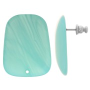 Clous d'oreilles trapèze en résine translucide 28x22 mm - Marbré Bleu caraïbe x2|raw }}