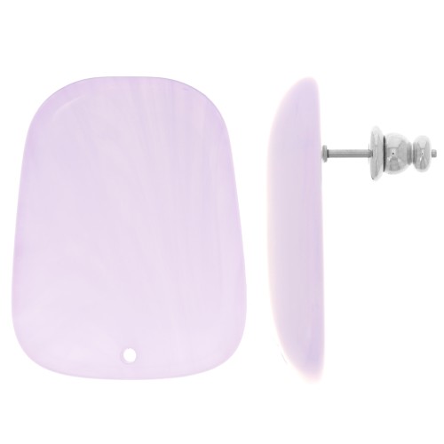 Clous d'oreilles trapèze en résine translucide 28x22 mm - Marbré Glycine x2