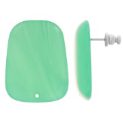 Clous d'oreilles trapèze en résine translucide 28x22 mm - Marbré Vert Turquoise x2|raw }}