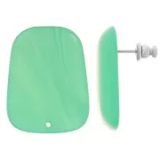 Clous d'oreilles trapèze en résine translucide 28x22 mm - Marbré Vert Turquoise x2