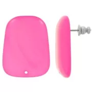 Clous d'oreilles trapèze en résine translucide 28x22 mm - Marbré Rose magenta x2