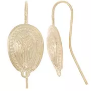 Crochets d'oreilles ovales 16x11 mm avec anneau fermé - Doré à l'or fin x2