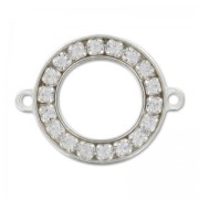 Intercalaire strass rond 2 anneaux 15,5 mm en Argent 925 x1