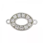 Intercalaire strass ovale 2 anneaux 17,3x10 mm en Argent 925 x1