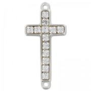 Intercalaire strass croix 2 anneaux 24x11 mm en Argent 925 x1|raw }}