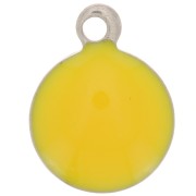 Breloques rondes 8 mm en résine époxy - Acier inoxydable 304 - Ocre x5