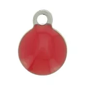 Breloques rondes 4.5 mm en résine époxy - Acier inoxydable 304 - Rouge x10