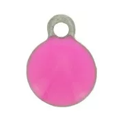 Breloques rondes 4.5 mm en résine époxy - Acier inoxydable 304 - Fuchsia x10