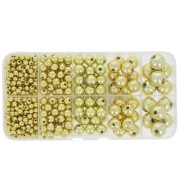 Coffret de 542 perles rondes de 4 à 12 mm en acrylique métallisée  CCB - Doré x1|raw }}