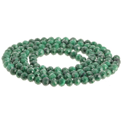 Perles rondes facettées 3 mm pierre gemme - Malachite x39cm