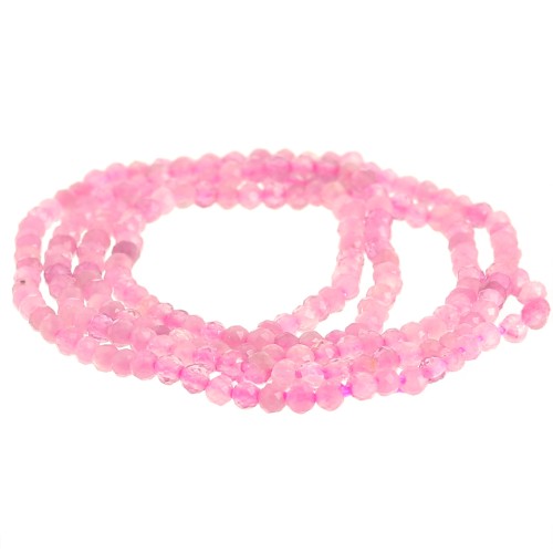 Perles  rondes facettées 2 mm en pierre gemme  - Tourmaline rose x39cm