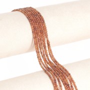 Perles  rondes facettées 2 mm en pierre gemme  - Grenat orange x39cm