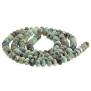 Perles rondes aplaties facettées 4x3 mm - Turquoise Africaine - Jaspe x39cm