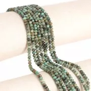 Perles rondes aplaties facettées 4x3 mm - Turquoise Africaine - Jaspe x39cm