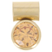 Breloque oxyde zirconium Topaz 4 mm avec accroche tube - Gold filled (Or laminé)|raw }}