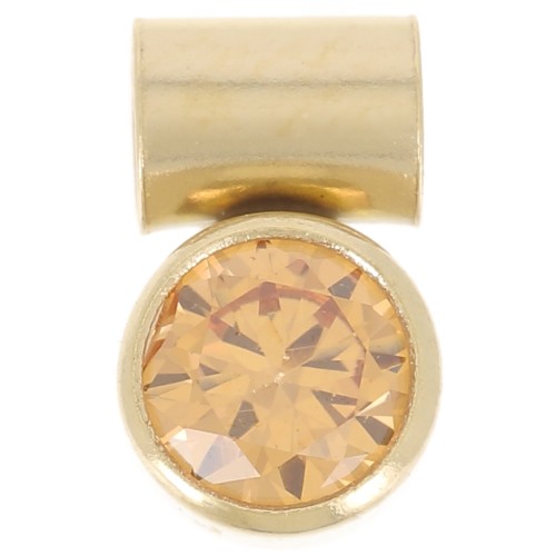 Breloque oxyde zirconium Topaz 4 mm avec accroche tube - Gold filled (Or laminé)