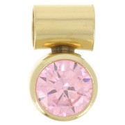 Breloque oxyde zirconium Light Rose 4 mm avec accroche tube Gold filled (Or laminé|raw }}