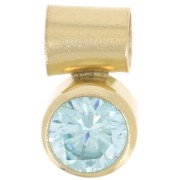 Breloque oxyde zirconium Aquamarine 4 mm avec accroche tube Gold filled (Or laminé|raw }}