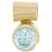 Breloque oxyde zirconium Aquamarine 4 mm avec accroche tube Gold filled (Or laminé
