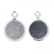 Serti pendentif pour cabochon fond plat 8 mm argenté HQ x1