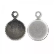 Serti pendentif pour cabochon fond plat 6 mm argenté vieilli x1