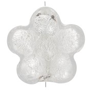Perle de Murano fleur - 15 mm - crystal et feuille d'argent x1|raw }}