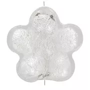 Perle de Murano fleur - 15 mm - crystal et feuille d'argent x1