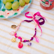 Perle de Murano fleur - 15 mm - crystal et feuille d'argent x1