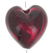 Perle de Murano coeur - 10 mm - Ruby et feuille d'argent x1|raw }}