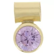 Breloque oxyde zirconium L. Amethyst 4 mm avec accroche tube Gold filled Or laminé