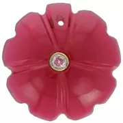 Pendentif trèfle 21 mm imit gemme et serti Doré Or fin -Hydro Tourmaline Crystal