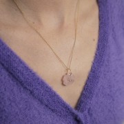 Pendentif trèfle 21 mm imit gemme et serti Doré Or fin -Hydro Tourmaline Crystal