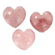Sequin coeur 10 mm en pierre gemme - Strawberry Quartz x1