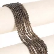 Perles rondes facettées 4 mm pierre gemme - Quartz Fumé x39cm