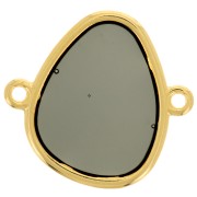 Intercalaire goutte 2 anneaux résine époxy effet vitrail 19x20 mm Doré - Gris x1|raw }}