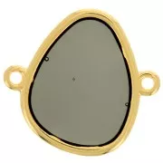 Intercalaire goutte 2 anneaux résine époxy effet vitrail 19x20 mm Doré - Gris x1