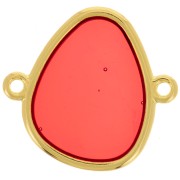 Intercalaire goutte 2 anneaux résine époxy effet vitrail 19x20 mm Doré - Rouge x1|raw }}