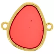 Intercalaire goutte 2 anneaux résine époxy effet vitrail 19x20 mm Doré - Rouge x1
