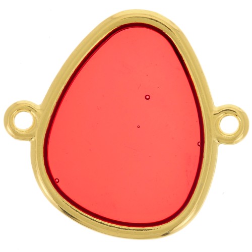 Intercalaire goutte 2 anneaux résine époxy effet vitrail 19x20 mm Doré - Rouge x1