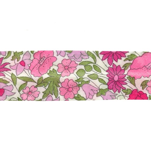 Biais en tissu Liberty - Phoebe - Fuchsia x1m