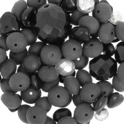 Assortiment de perles de bohème - Noir - Argenté x50g|raw }}