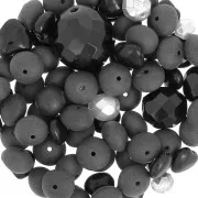 Assortiment de perles de bohème - Noir - Argenté x50g