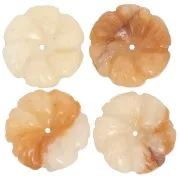 Pendentif fleur 20 mm en pierre gemme - Jade teinté - Jaune x1