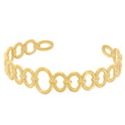 Bracelet jonc anneaux ovales - réglable 15x150 mm - Acier inoxydable 304L Doré x1|raw }}