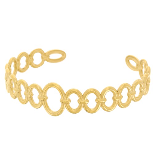 Bracelet jonc anneaux ovales - réglable 15x150 mm - Acier inoxydable 304L Doré x1