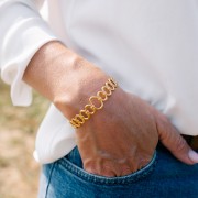 Bracelet jonc anneaux ovales - réglable 15x150 mm - Acier inoxydable 304L x1