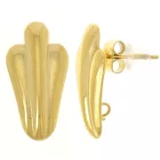 Clous d'oreilles feuille 19x10 mm avec anneau ouvert - Acier inox 304L Doré x2
