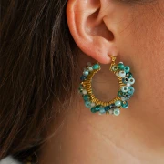 Créoles rondes plates texturées 35 mm - Acier Inoxydable 304L Doré x2