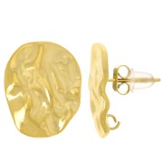 Clous d'oreilles ovale martelé 17x14 mm - Acier inoxydable 304L Doré x2|raw }}