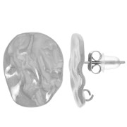 Clous d'oreilles ovale martelé 17x14 mm - Acier inoxydable 304L x2|raw }}